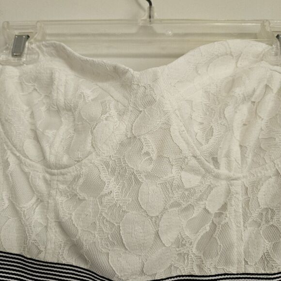 Gianni Bini Womens Medium Strapless Blue Maxi Dress With White Lace Bodice NWT - Picture 4 of 12